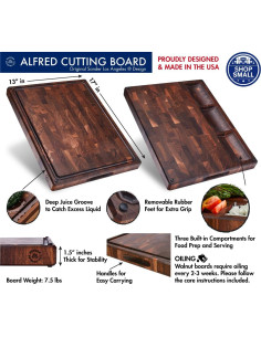 Tabla de Cortar de Madera de Nogal Sonder 43x33 cm con Canal para Jugo 2