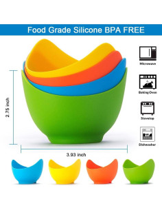 Juego de 4 Tazas de Silicona para Pochar Huevos YomiFamily 2