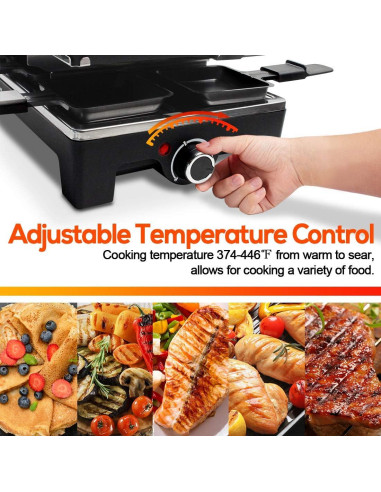 Parrilla Raclette Eléctrica CUSIMAX 1500W 2 en 1 con Control de Temperatura