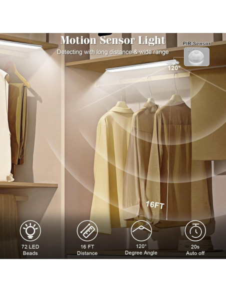 Iluminación Bajo Gabinete Yacoto 30.48cm LED Recargable 2200mAh Iluminación Bajo Gabinete Yacoto 30.48cm LED Recargable 2200mAh