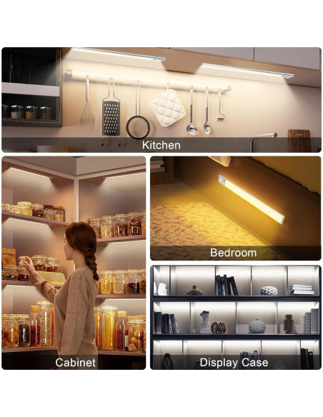 Iluminación Bajo Gabinete Yacoto 30.48cm LED Recargable 2200mAh Iluminación Bajo Gabinete Yacoto 30.48cm LED Recargable 2200mAh