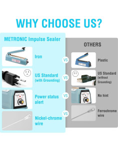 Sellador de Calor Manual METRONIC 20 cm Azul - Ajuste de Temperatura 2
