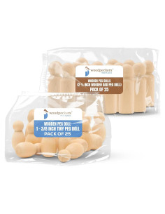 Muñecas de Clavo de Madera Sin Terminar 3.5 cm y 6 cm - Paquete de 25 Woodpeckers