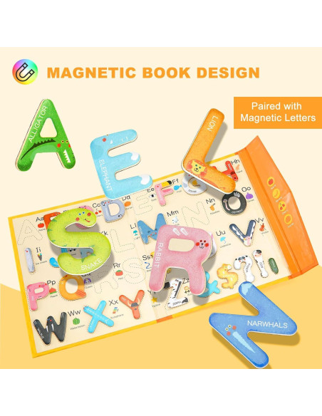 Letras Magnéticas de Madera TBFUNNY con Libro Educativo