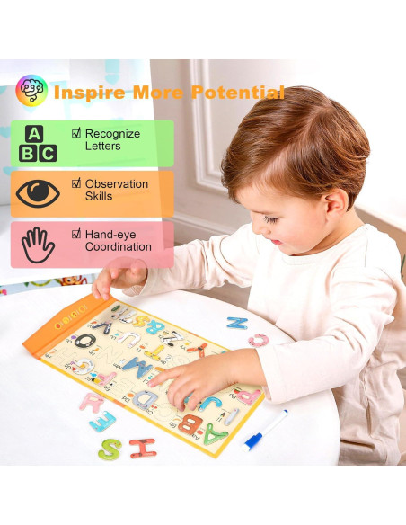 Letras Magnéticas de Madera TBFUNNY con Libro Educativo