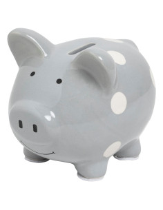 Mini Alcancía de Cerámica Kate & Milo Puntos Grises 15.7x13.2cm