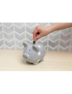 Mini Alcancía de Cerámica Kate & Milo Puntos Grises 15.7x13.2cm 2