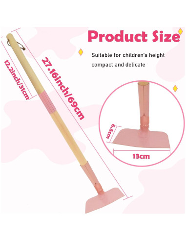 Azada de Jardín para Niños Xifando Rosa 79 cm Mango Madera