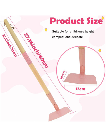 Azada de Jardín para Niños Xifando Rosa 79 cm Mango Madera