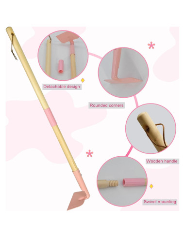 Azada de Jardín para Niños Xifando Rosa 79 cm Mango Madera