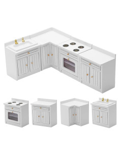 Juego de Muebles de Cocina Miniatura UZPDWK 1/12 Escala