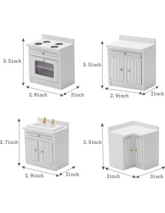Juego de Muebles de Cocina Miniatura UZPDWK 1/12 Escala 2