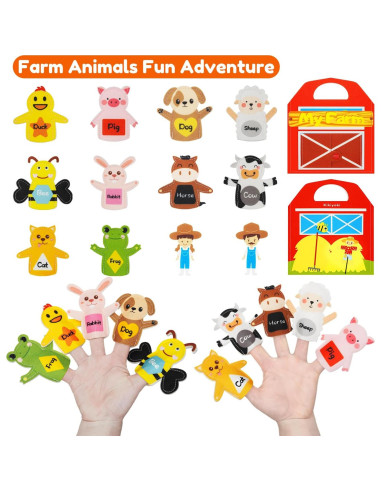 Juego de Actividades de Granja Kikiyaki con Marionetas Montessori