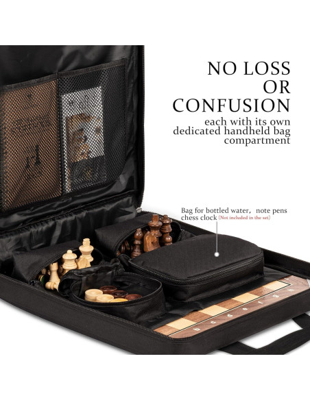 Juego de Ajedrez y Damas A&A de Madera Profesional 39.37 cm