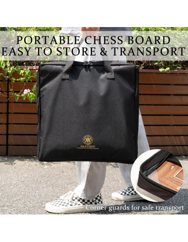 Juego de Ajedrez y Damas A&A de Madera Profesional 39.37 cm