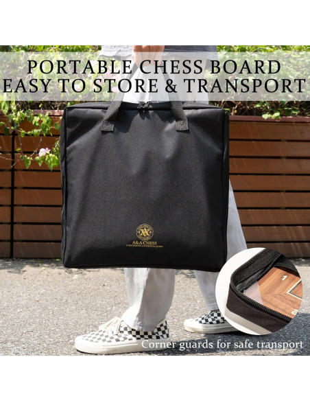 Juego de Ajedrez y Damas A&A de Madera Profesional 39.37 cm