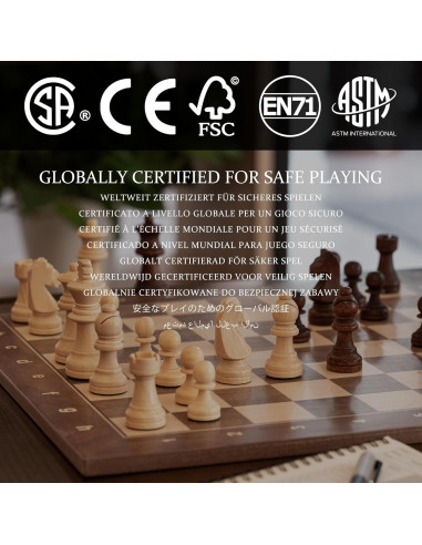 Juego de Ajedrez y Damas A&A de Madera Profesional 39.37 cm