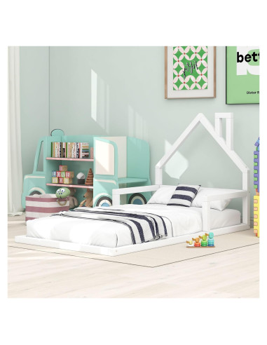 Cama de Piso Twin Harper & Bright con Cabecera Casa Blanca