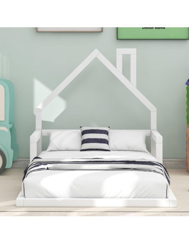 Cama de Piso Twin Harper & Bright con Cabecera Casa Blanca