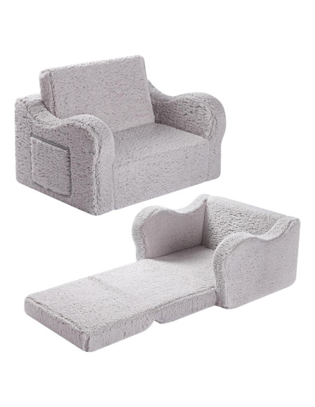 Sofá Plegable para Niños MOMCAYWEX 2-en-1 Gris