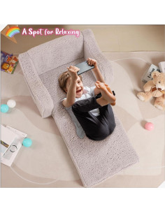 Sofá Plegable para Niños MOMCAYWEX 2-en-1 Gris 2