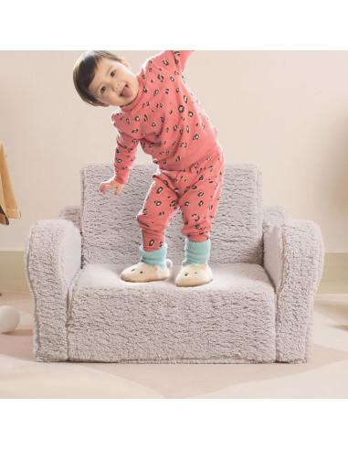 Sofá Plegable para Niños MOMCAYWEX 2-en-1 Gris