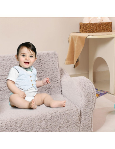 Sofá Plegable para Niños MOMCAYWEX 2-en-1 Gris