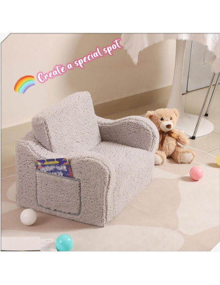 Sofá Plegable para Niños MOMCAYWEX 2-en-1 Gris