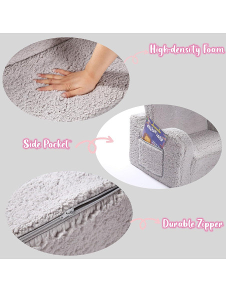 Sofá Plegable para Niños MOMCAYWEX 2-en-1 Gris