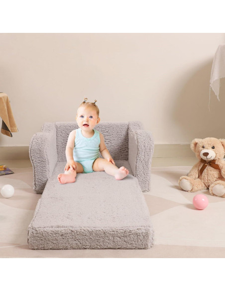 Sofá Plegable para Niños MOMCAYWEX 2-en-1 Gris