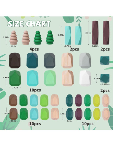 Bloques de Construcción de Madera Montessori 48 Piezas 3-6 Años