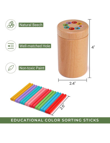 Juego Educativo de Clasificación de Colores Nagpew - 16 Palitos de Madera