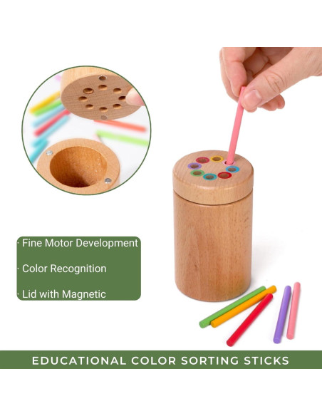 Juego Educativo de Clasificación de Colores Nagpew - 16 Palitos de Madera