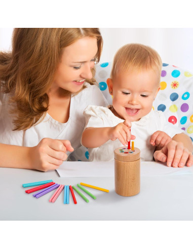 Juego Educativo de Clasificación de Colores Nagpew - 16 Palitos de Madera