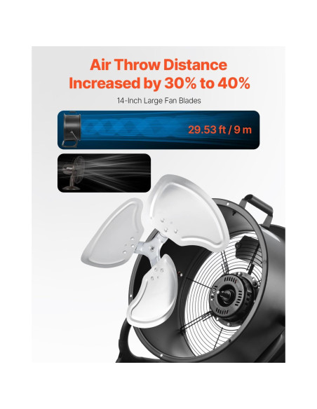 Ventilador de Piso VEVOR 35.56 cm Industrial 3 Velocidades