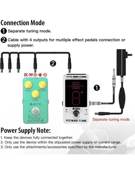 JOYO Power Tune JF-18R Fuente de Alimentación y Afinador 9V