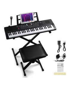 Piano Electrónico Ktaxon 61 Teclas Portátil con Soporte y Auriculares