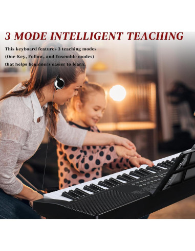 Piano Electrónico Ktaxon 61 Teclas Portátil con Soporte y Auriculares