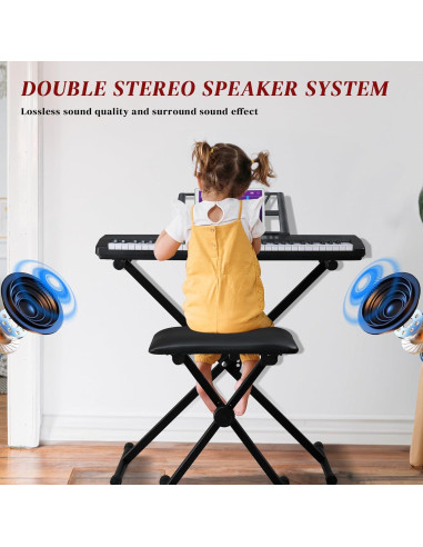 Piano Electrónico Ktaxon 61 Teclas Portátil con Soporte y Auriculares