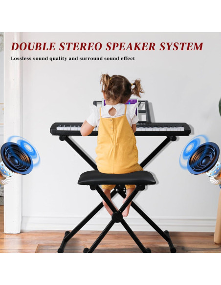 Piano Electrónico Ktaxon 61 Teclas Portátil con Soporte y Auriculares
