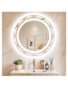 Espejo de baño LED Homsion 60 cm redondo regulable anti-vaho