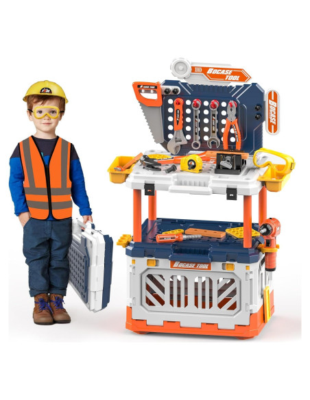Banco de herramientas para niños BHYDRY 4 en 1 con 90 accesorios