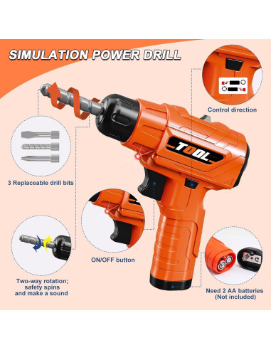 Banco de herramientas para niños BHYDRY 4 en 1 con 90 accesorios