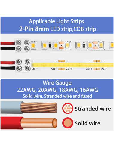 20 Conectores LED 2 Pines 8mm SIOKUY Sin Soldadura