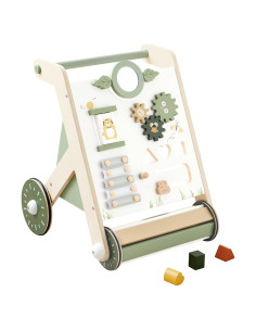 Andador de Madera Beright Verde Mejorado para Bebés 12-36 Meses