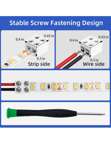 20 Conectores LED 2 Pines 8mm SIOKUY Sin Soldadura
