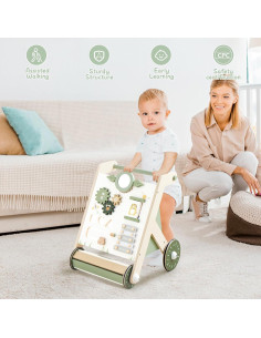 Andador de Madera Beright Verde Mejorado para Bebés 12-36 Meses 2