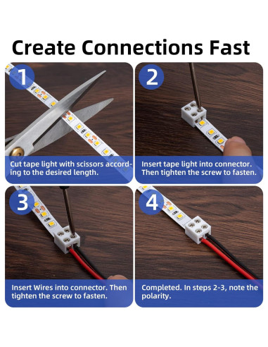 20 Conectores LED 2 Pines 8mm SIOKUY Sin Soldadura