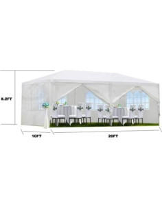 Carpa de Fiesta Exterior Gazebo EliteZ 10x6m Blanca Impermeable 2