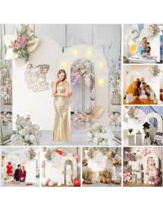 Soporte de fondo de arco blanco Jobkoo 1.88m y 1.68m con luces 2